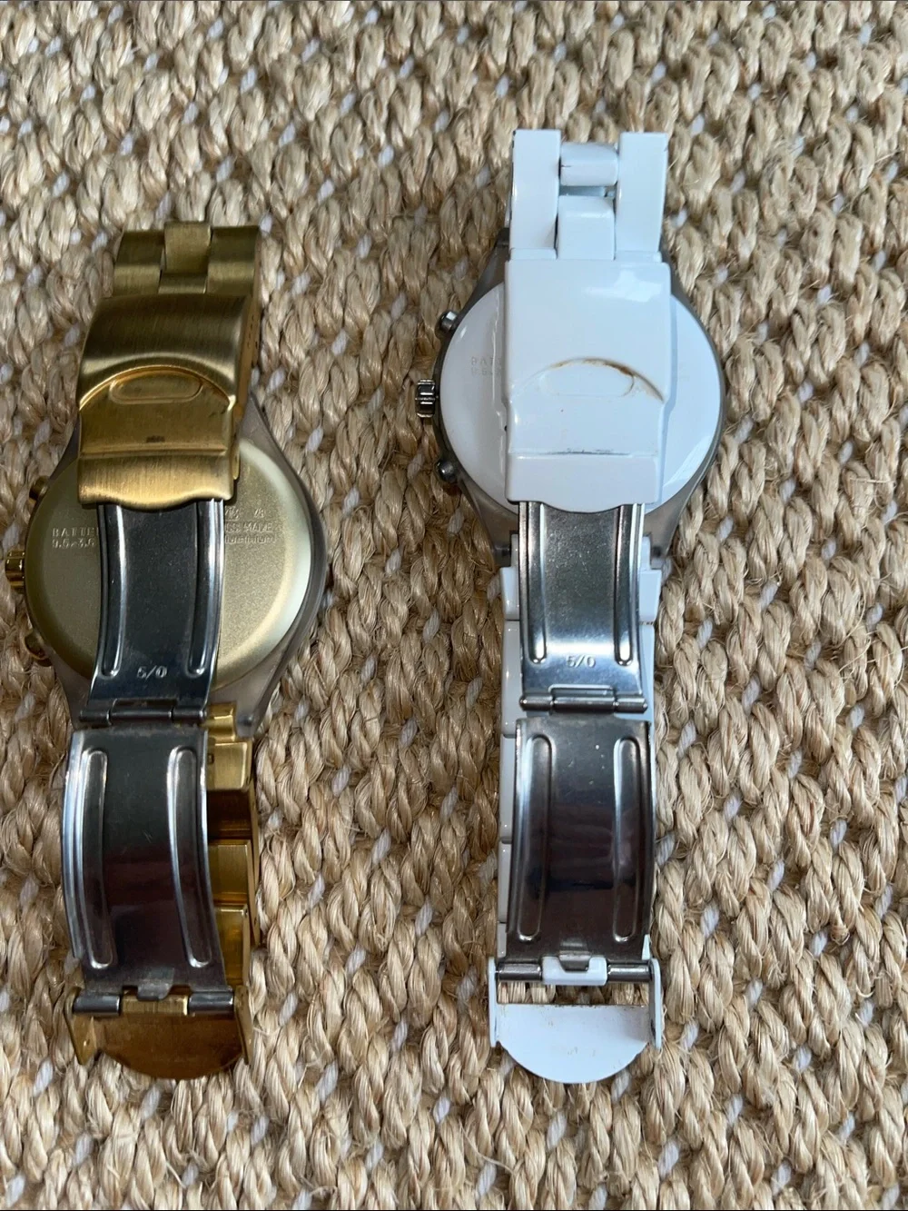 Swatch Gold and White Stainless Steel Link Wristwatches